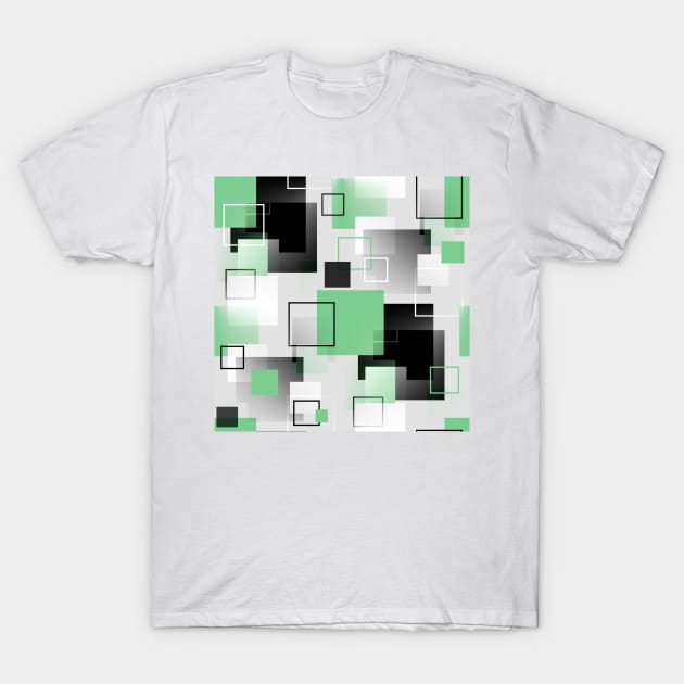 Midcentury Modern Retro Squares - Mint Green, Gray, White T-Shirt by MellowCat